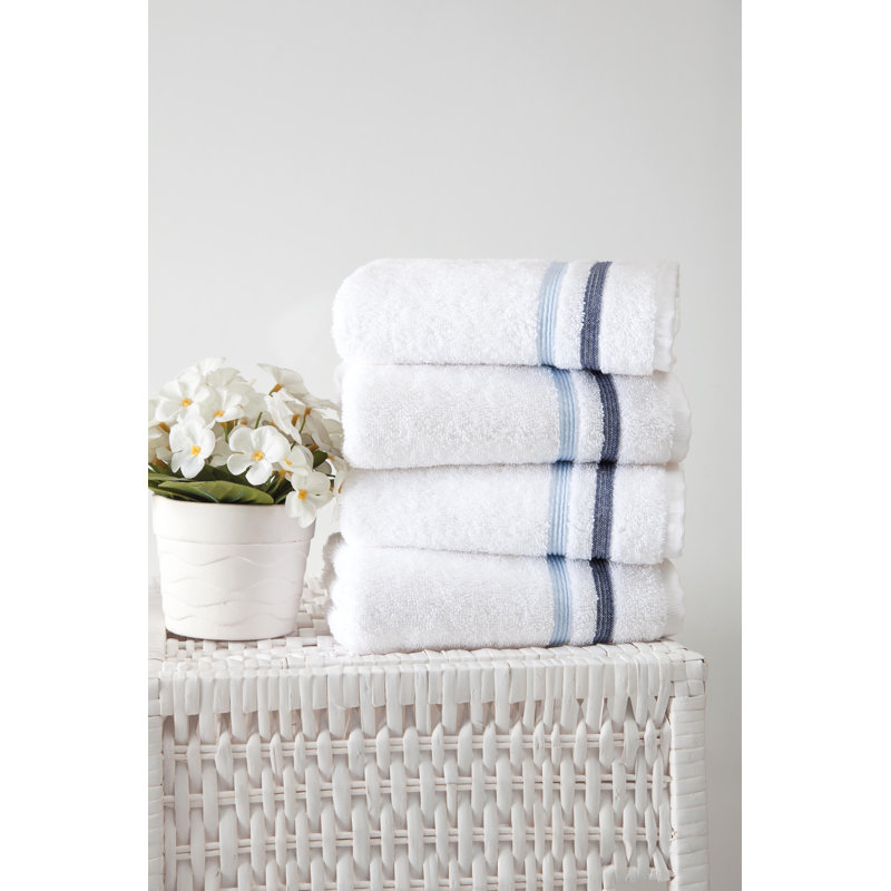 Zimmer 4 Piece Turkish Cotton Hand Towel Set, Blue