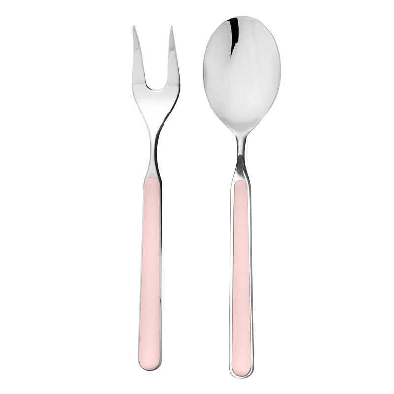 Fantasia Stainless Steel Salad Servers, Pale Rose
