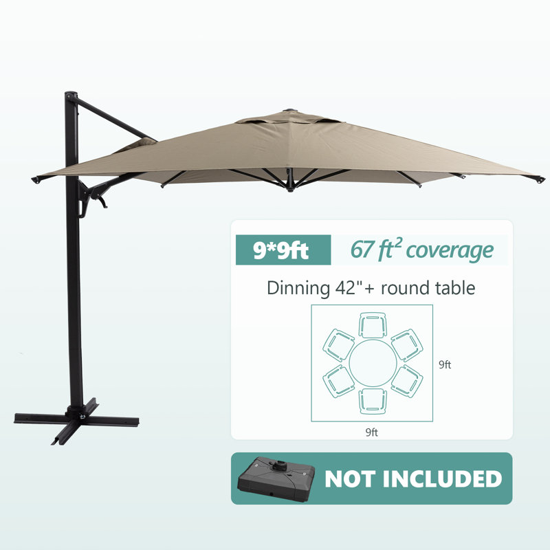 Parasol en porte-à-faux 9 pi, Brun