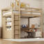 Lit mezzanine en bois avec garde-robe intégré-839359755