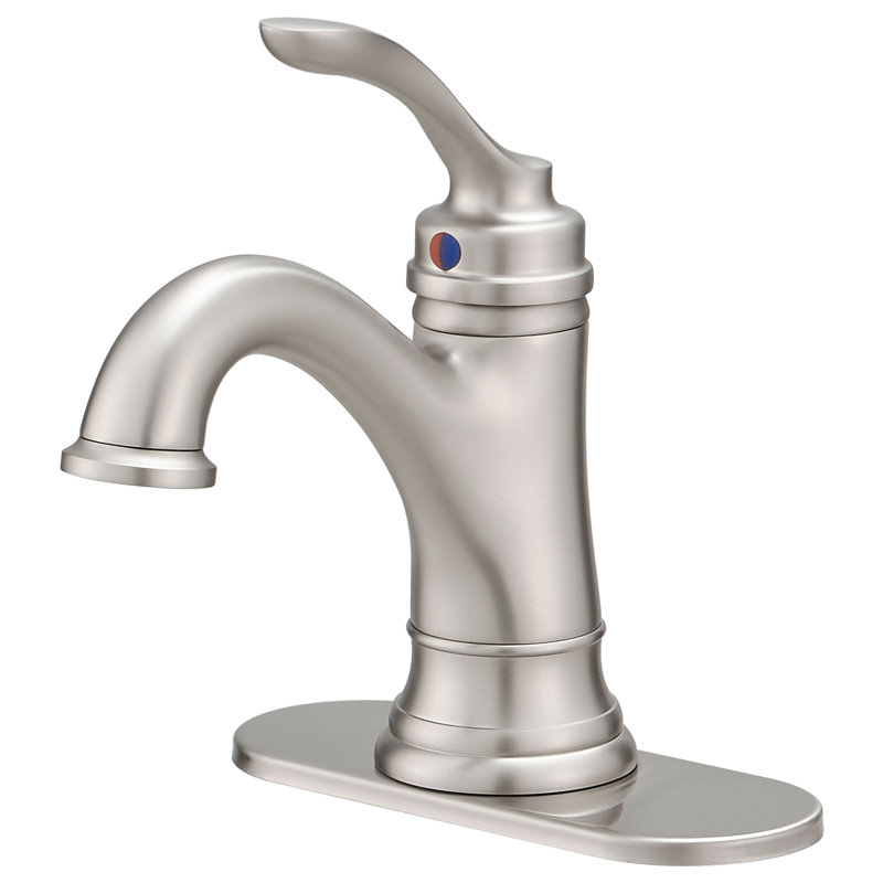 Single-Hole Single-handle Bathroom Faucet with Drain Assembly, Brushed Nickel