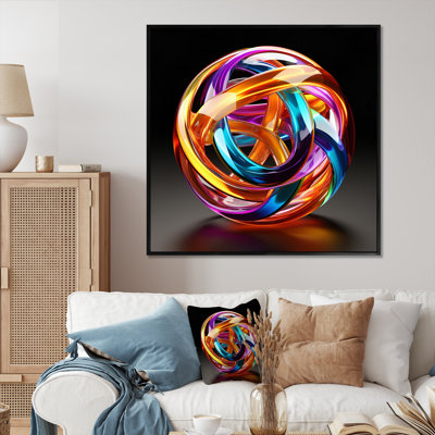 Sci-Fi Neon Sphere On Canvas Print