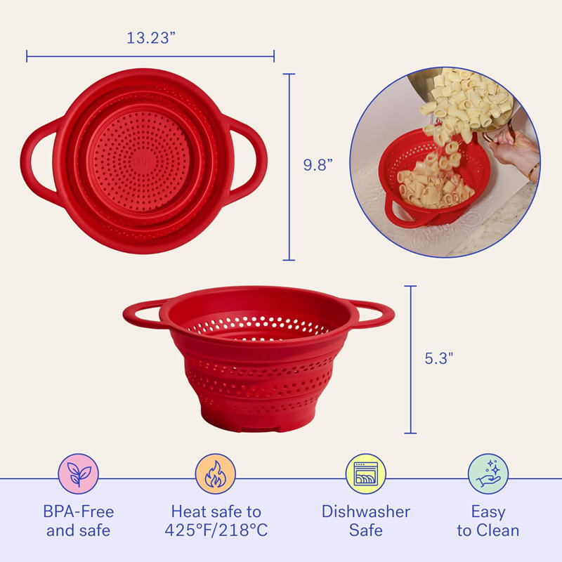 Passoire pliable pour la cuisine - Crépine et cuiseur à vapeur peu encombrants - Sans BPA, résistant à la chaleur