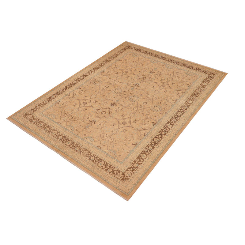 Tapis brun clair oriental en laine noué à la main 9 pi 1 po x 11 pi 1 po Oriental