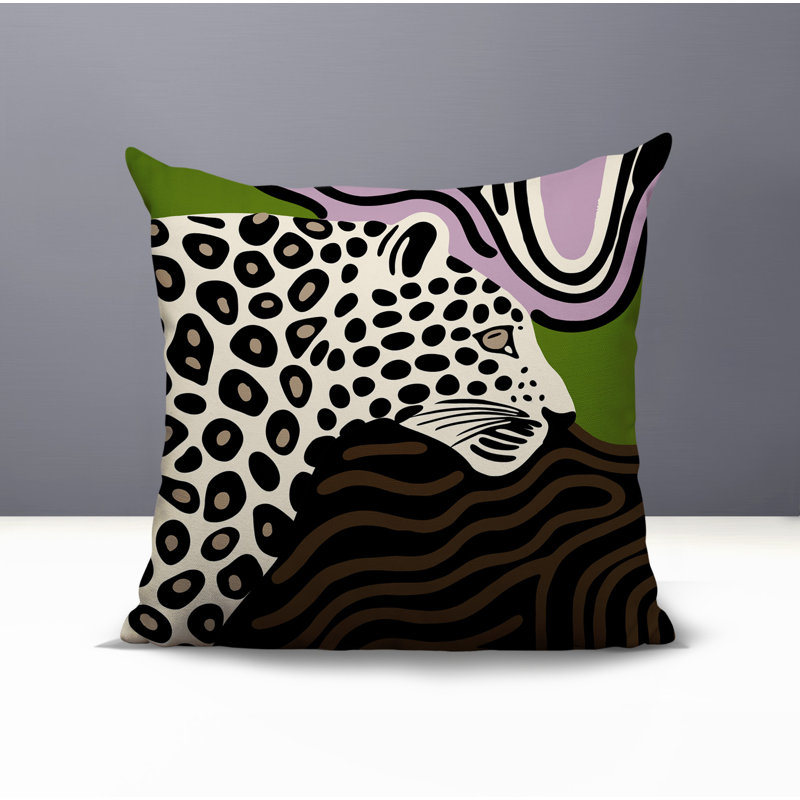 Oreiller carré réversible intérieur / extérieur Shiel Leopard, Carré 16 po, Mauve