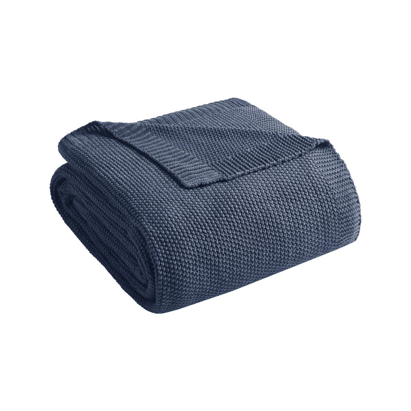 Couverture en tricot Bree, Très grand, Indigo