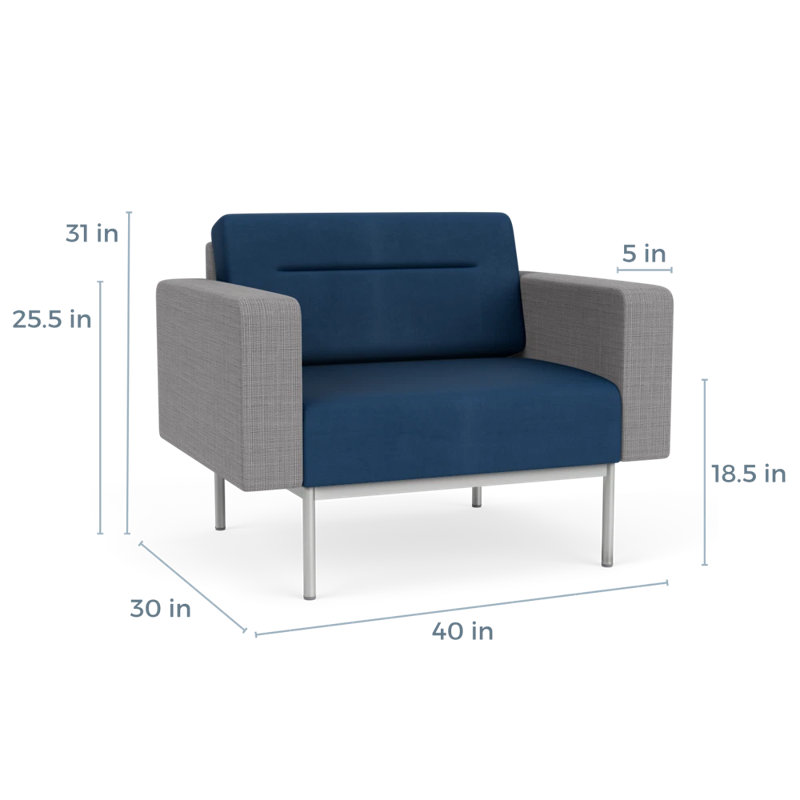 Fauteuil de bureau Darsey, Sans alimentation, Argent argent, Patriot Plus Blue Ridge; gris chambray