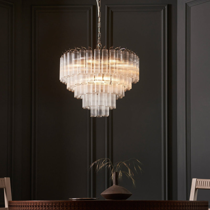 Lustre rond en verre Celesta, H 22,1 po x l 32,3 po x P 32,3 po, 14 lumières
