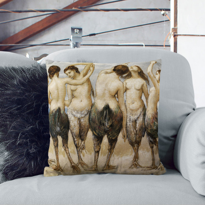 Eight Women In Bird Bodies Square Throw Cushion, 55cm H x 55cm W x 20cm D