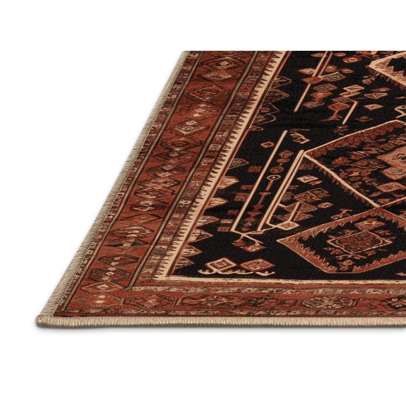Tapis brun turc lavable à la machine, Rectangulaire 7 pi x 10 pi