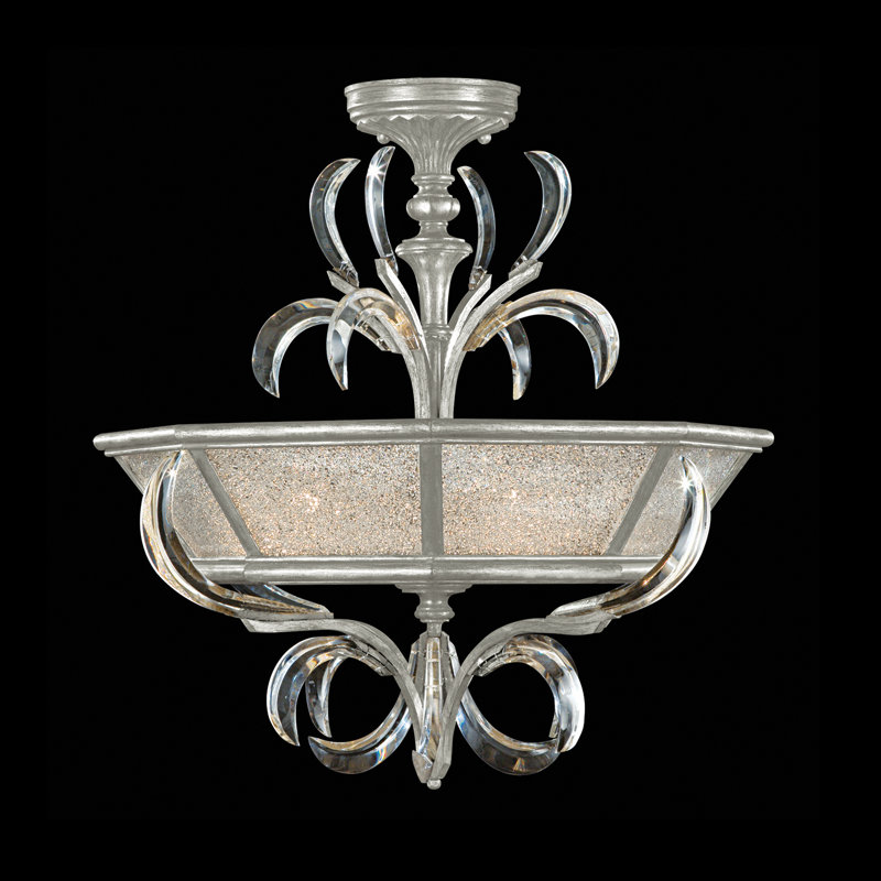Plafonnier semi-encastré rond biseauté 26 po, Argent