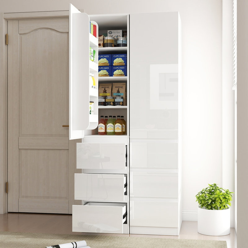 Armoire de rangement pour garde-manger, garde-manger avec portes, tablettes et tiroirs