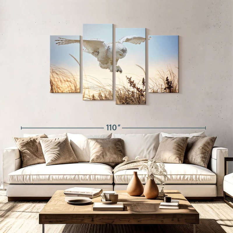Brampt Flying Snowy Owl, 48"H x 75"W
