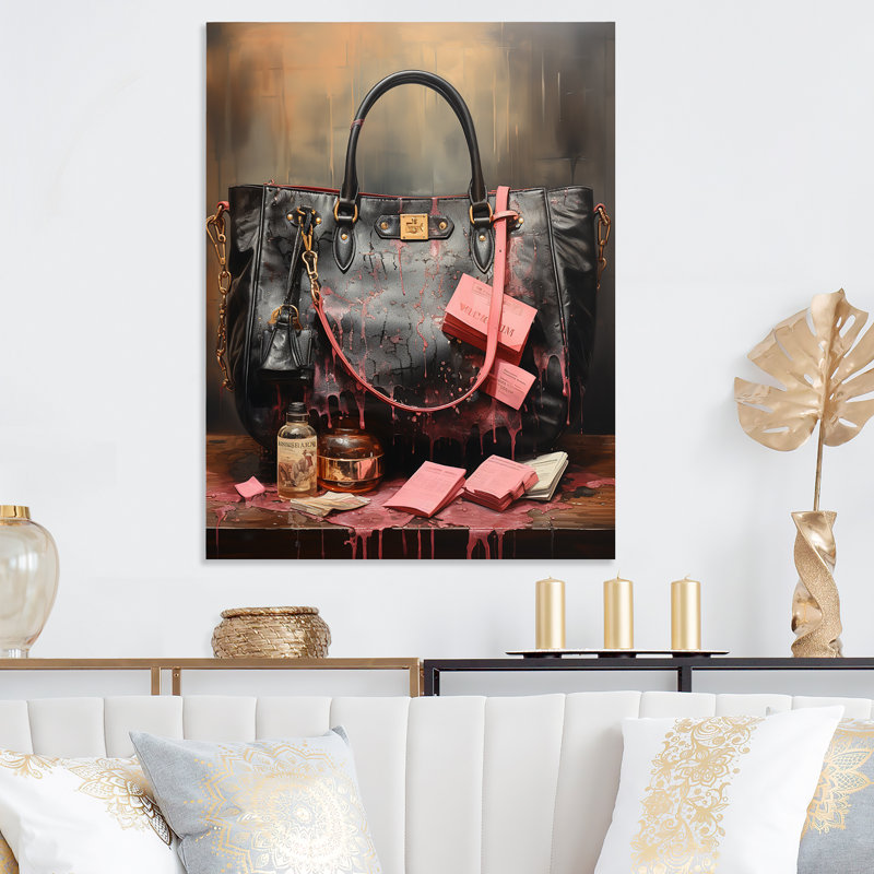 Rose et noir sac à main de mode élégance, H 32 po x l 24 po x P 1 po