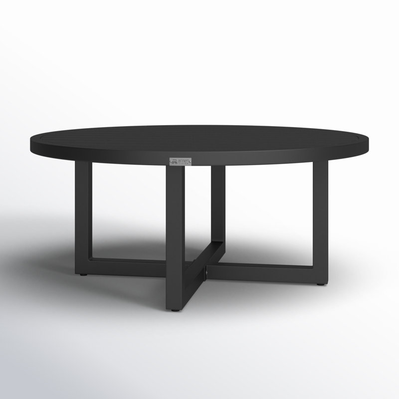 Argiope 42'' Black Aluminum Round Outdoor Coffee Table