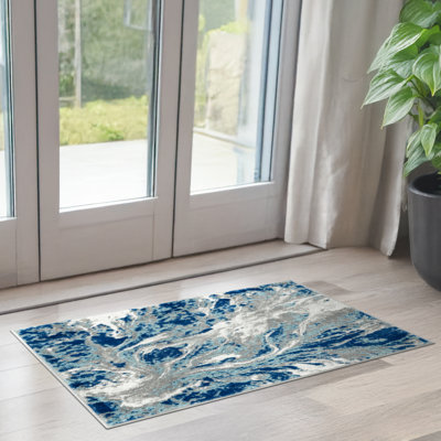 Tapis bleu abstrait Moises