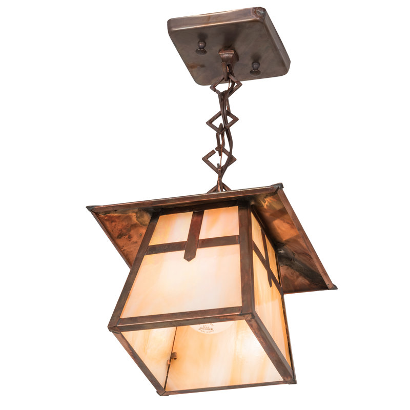 Luminaire suspendu géométrique 1 lumières lanterne, Beige irisé