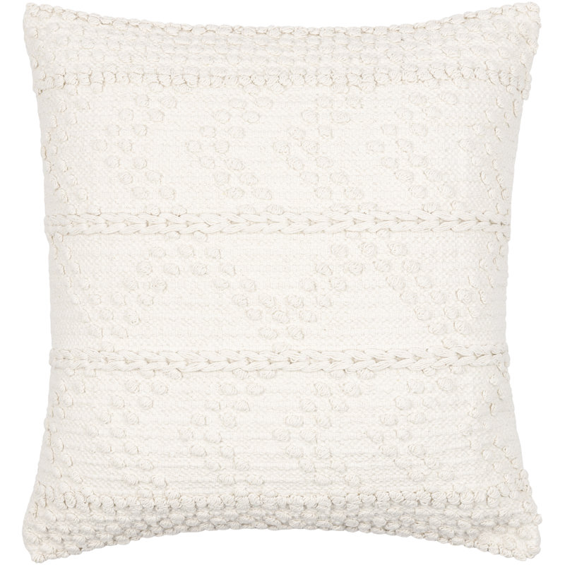 Dorceus Cotton Throw Square, Polyester/Polyfill, 22" x 22", White