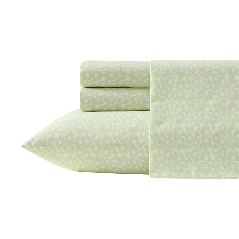Ensemble de draps en percale de coton Marimekko, Très grand, Pikkuinen Unikko - vert