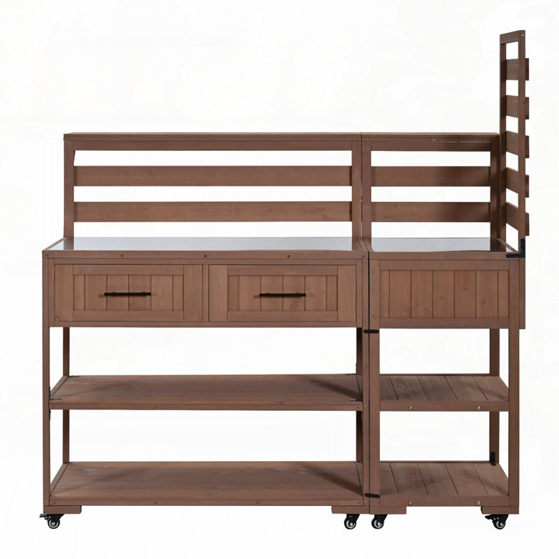 Table de jardinage avec tablette surÃ©levÃ©e et tiroirs, Brown