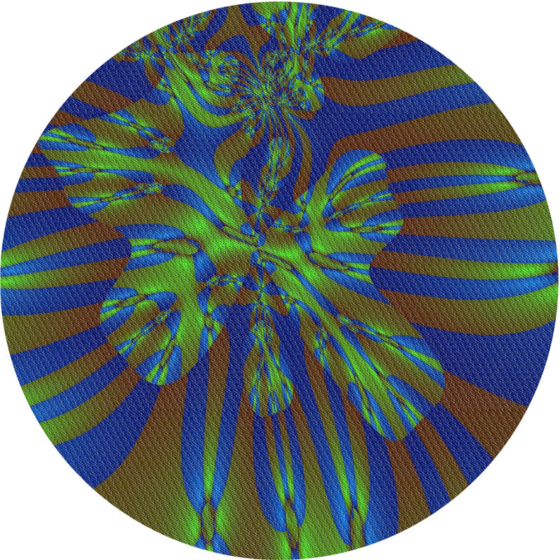 Tapis jaune/bleu tissé à la machine, Rond 4 pi