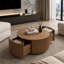 Table basse cylindrique ronde à roulettes avec roulettes et deux tiroirs de rangement cachés