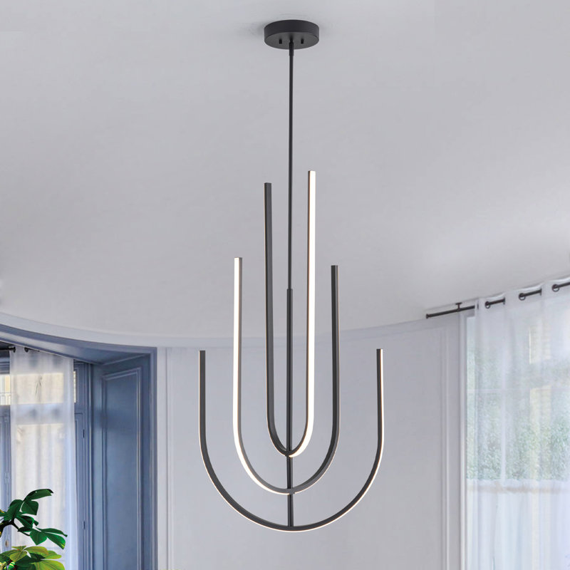 3 - Light Aluminum Dimmable Led Modern Linear Chandelier