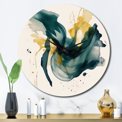Horloge murale en métal foncé foncé et doré