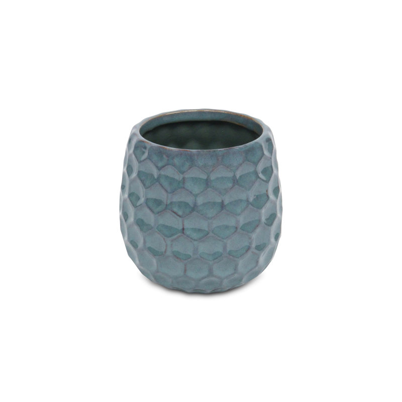 Pot à fleurs en céramique Eddins, H 4,5 po x l 4 po x P 4 po, Bleu