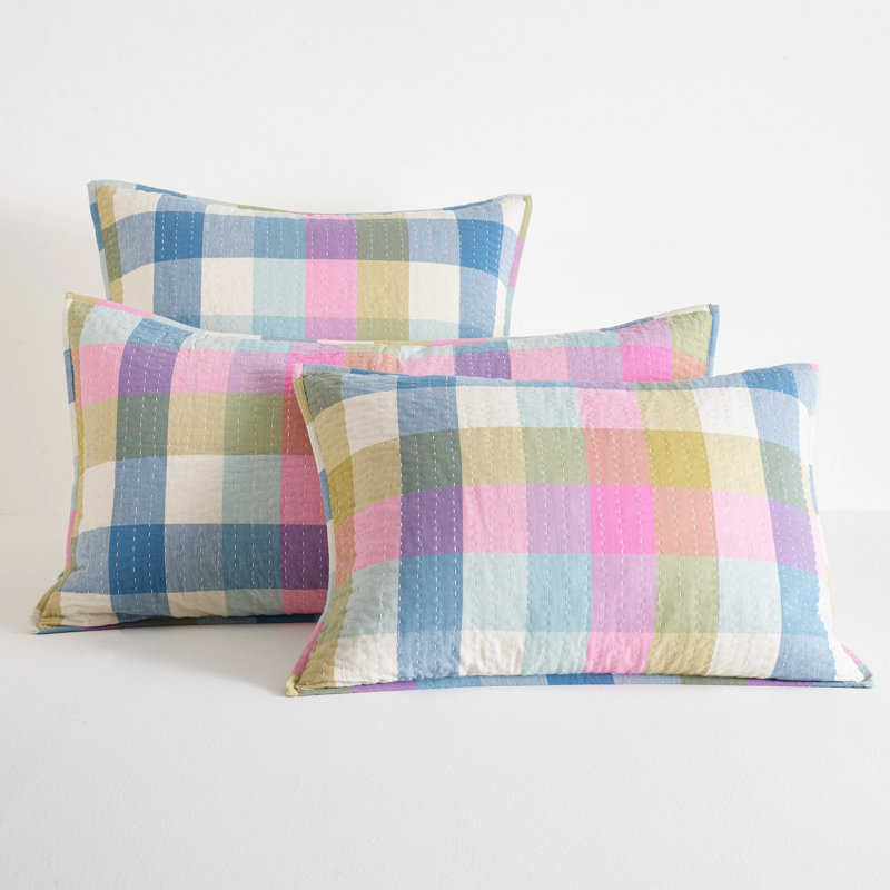 Plaid Cotton Pillow Sham, King
