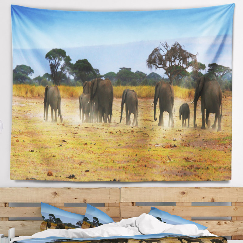 Tapisserie «Memory of African Wild Elephants», H 32 po x l 39 po