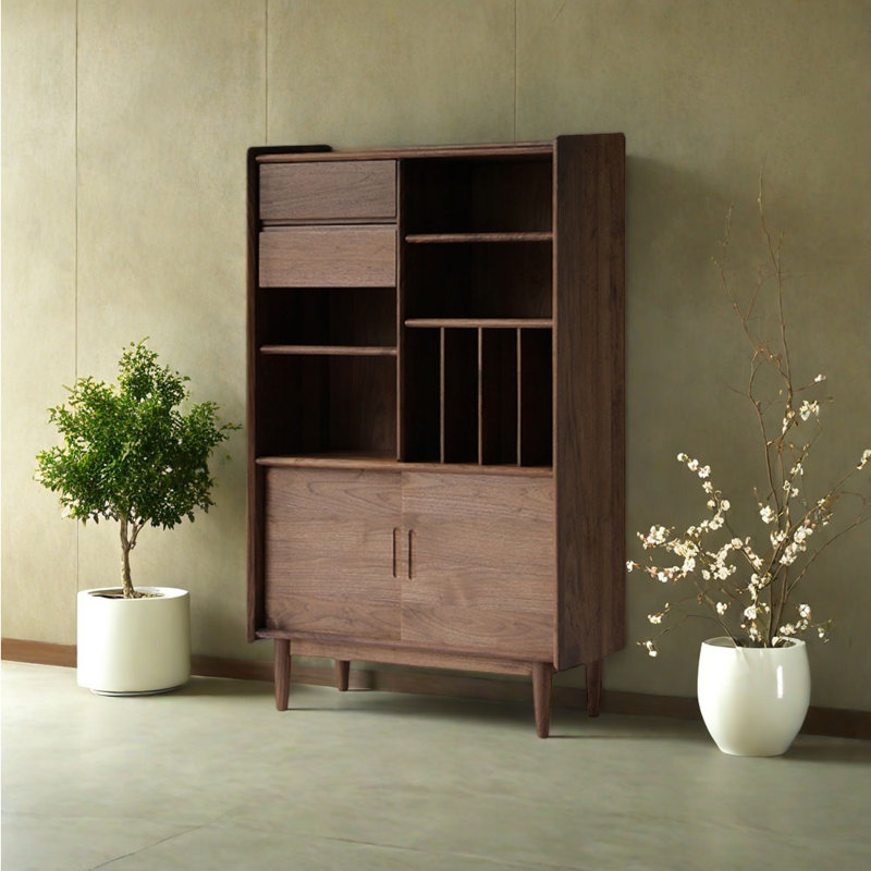 Petite bibliothèque rétro de style japonais, Marron foncé
