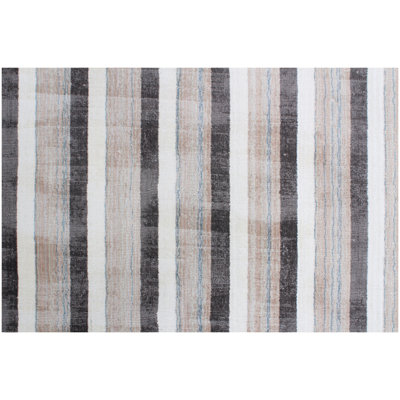 Handloom Neutral Brown Ivory Striped Textured Area Rug - 9' x 12'