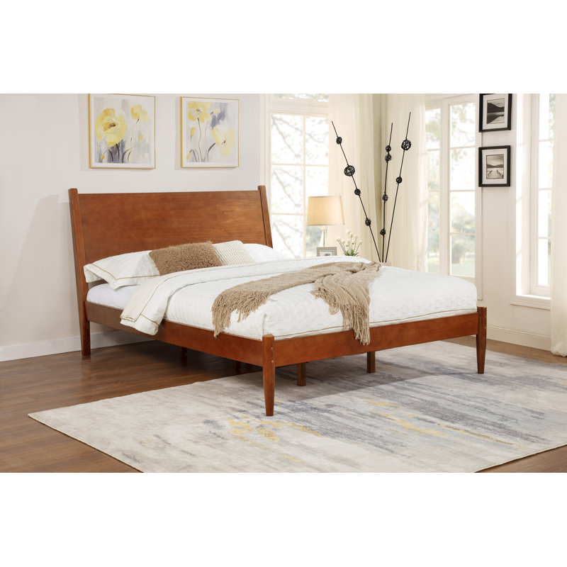 Ashlie Solid Wood Platform Bed, Queen, Castanho