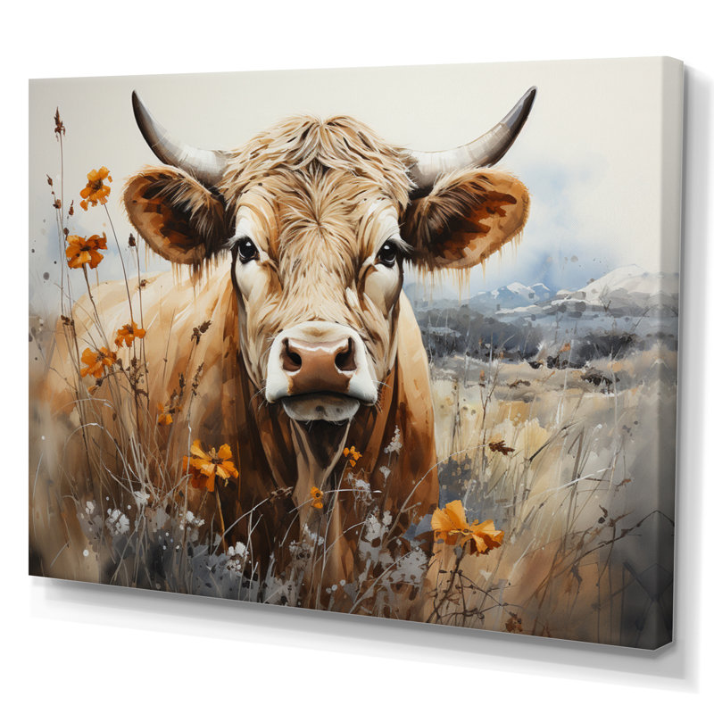 Wyre Cow In The Meadow III - impressions sur toile de vache, H 30 po x l 40 po, Toile tendue, Sans cadre