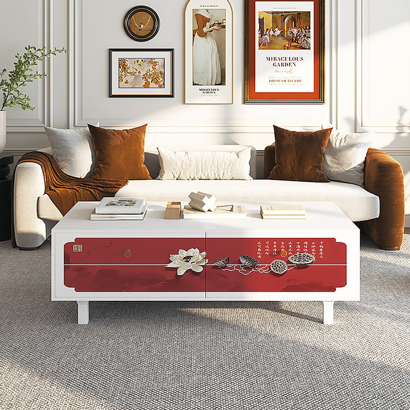 Table basse à motif rétro français, Blanc