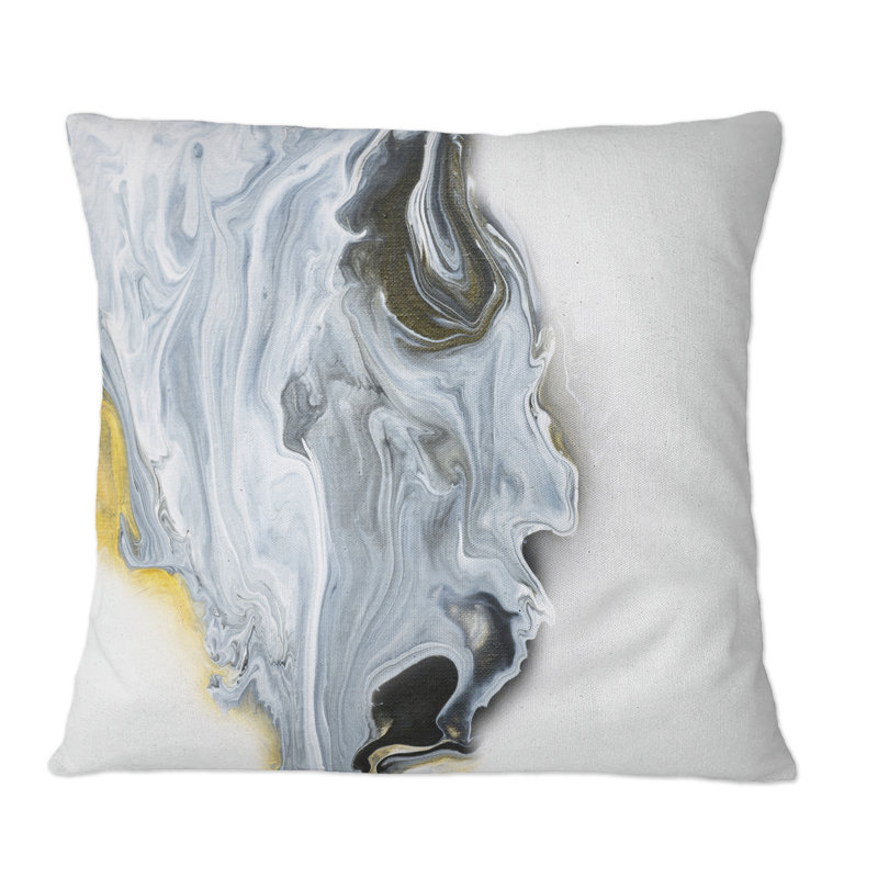 Coussin décoratif noir et blanc avec motif abstrait en marbre doré, 18 po x 18 po