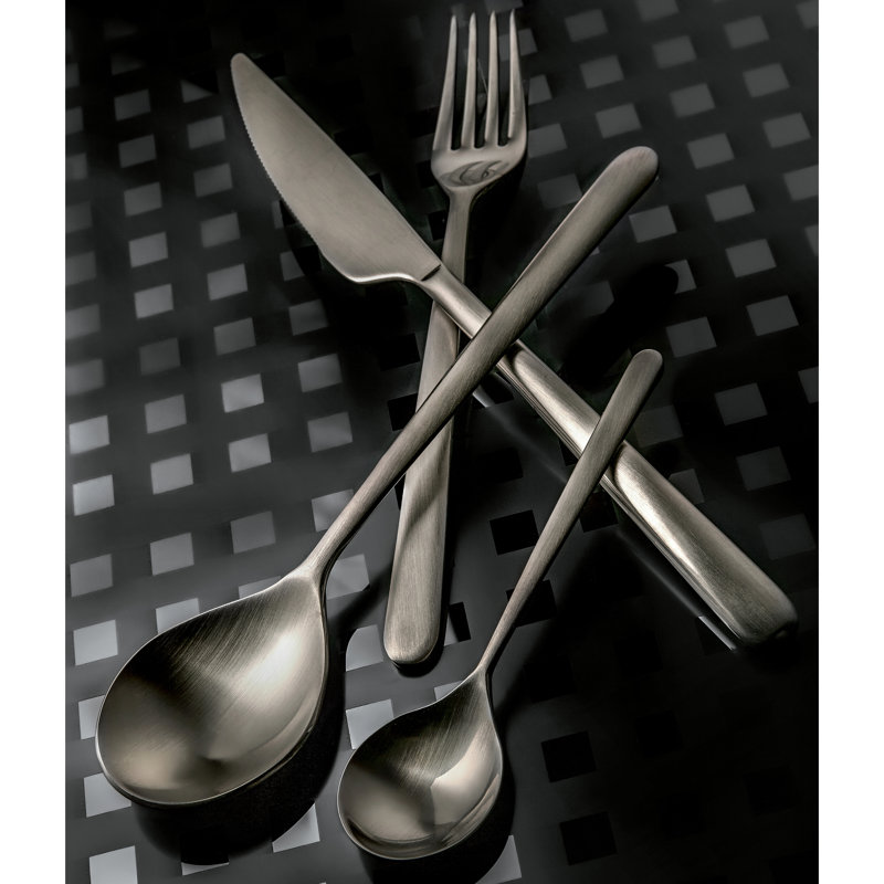 Ensemble de service (fourchette et cuillère) Linea, Glace champagne