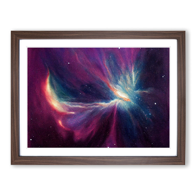 Galaxy Watercolour Vol.5 - Single Picture Frame Print, Walnut Framed, 46cm H x 64cm W x 2cm D