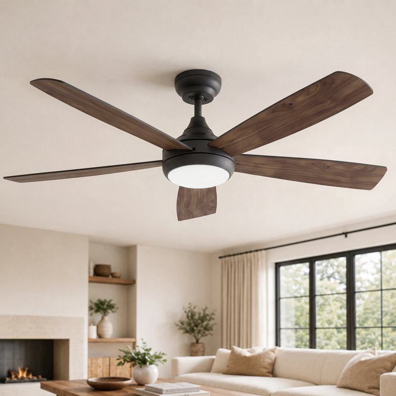 Ventilateur de plafond intelligent 48 po avec ensemble d'éclairage inclus, WiFi / APP / Voix / Télécommande, moteur à courant continu réversible à 5 pales et à faible bruit à 5 pales