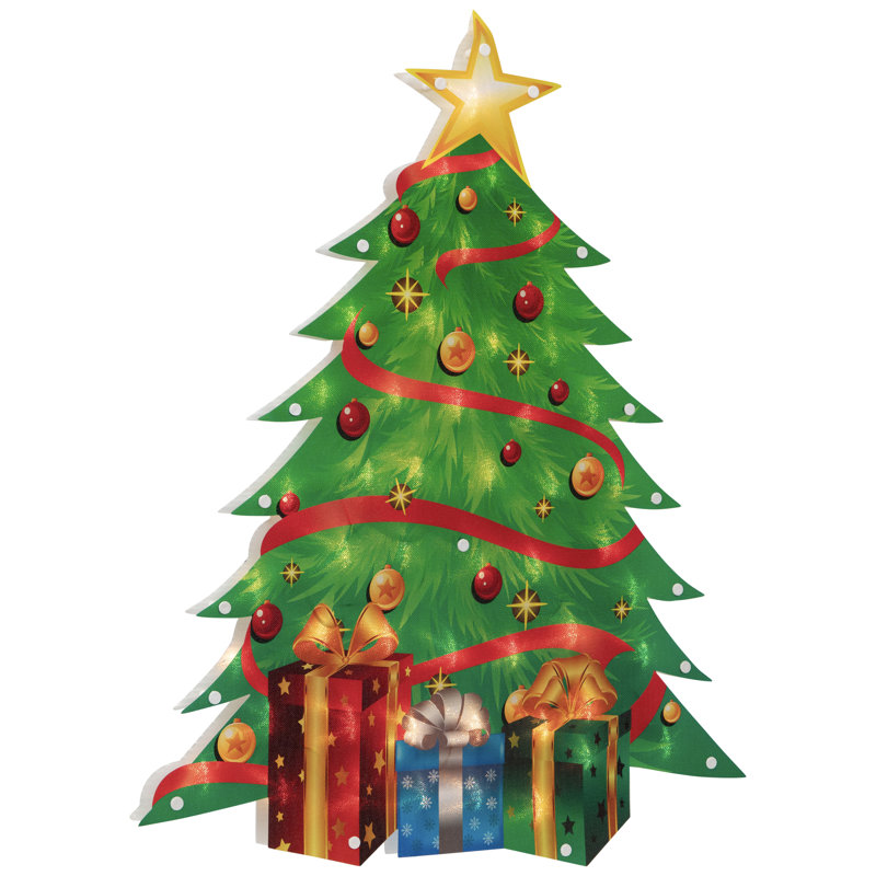 Silhouette de sapin de Noël éclairé 22,5 "avec des cadeaux