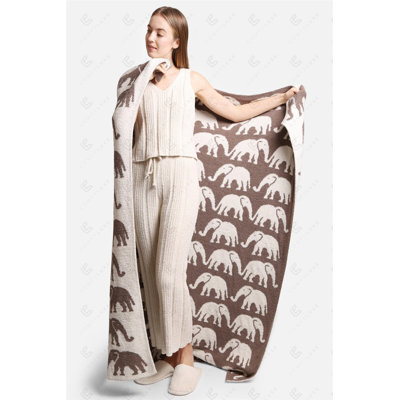 Jeté de luxe à motif éléphant 