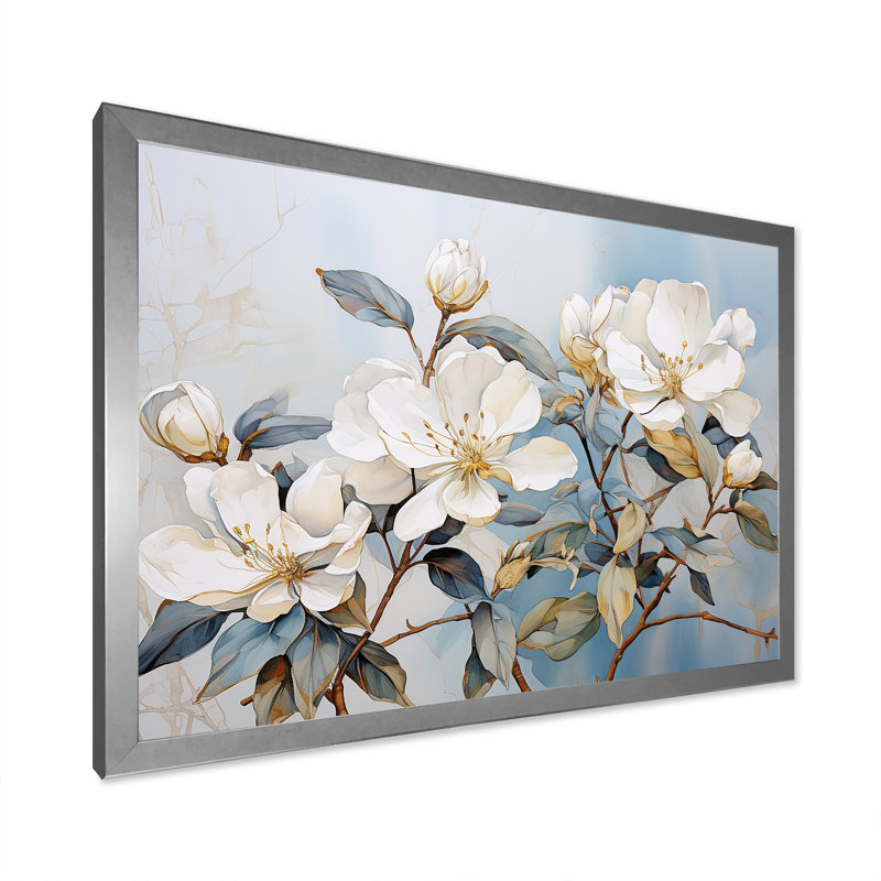Essence de Rhododendron Simplicité IV, Cadre simple argenté, H 24 po x l 32 po x P 1 po