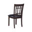 De 2 chaises d'appoint de style transitionnel avec assise en similicuir noir, structure en bois d'hévéa teinté, pieds rectangulaires et évasés