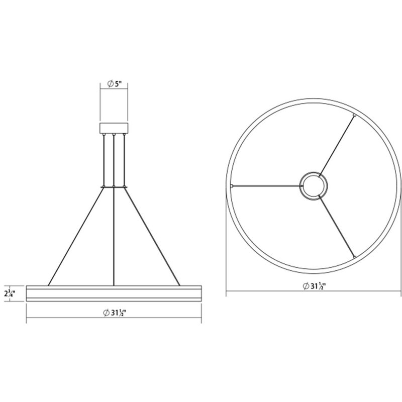 Satin Black Aluminum LED Ring Chandelier