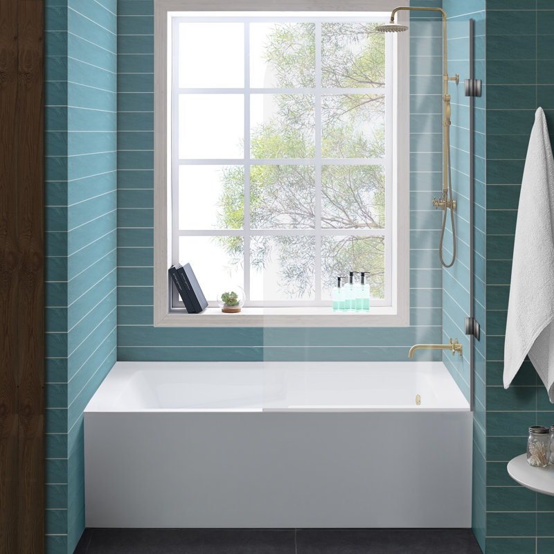 Voltaire 60" x 30" Right-Hand Drain Alcove Bathtub with Apron, Right, Glossy White