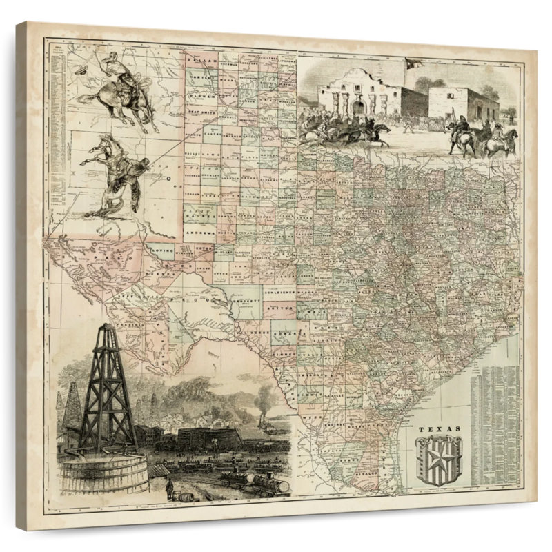 Aliaz Map Of Texas, 36" H x 36" W