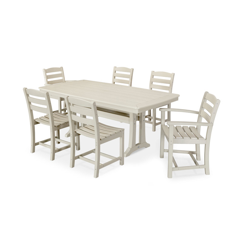 La Casa Café 7-Piece Dining Set with Trestle Legs, Sand