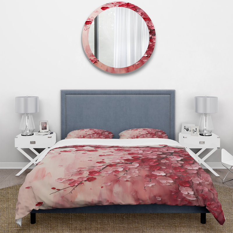 Ensemble de housse de couette cerisier rose en fleurs 4 - cerisier rose, Housse de couette pour très grand lit