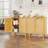 2PCS Bamboo Buffet Cabinet w/ PE Rattan Doors Freestanding Kitchen Cupboard Natural